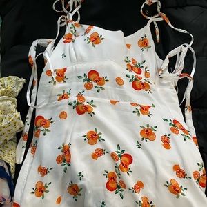 Orange Printed White Dress